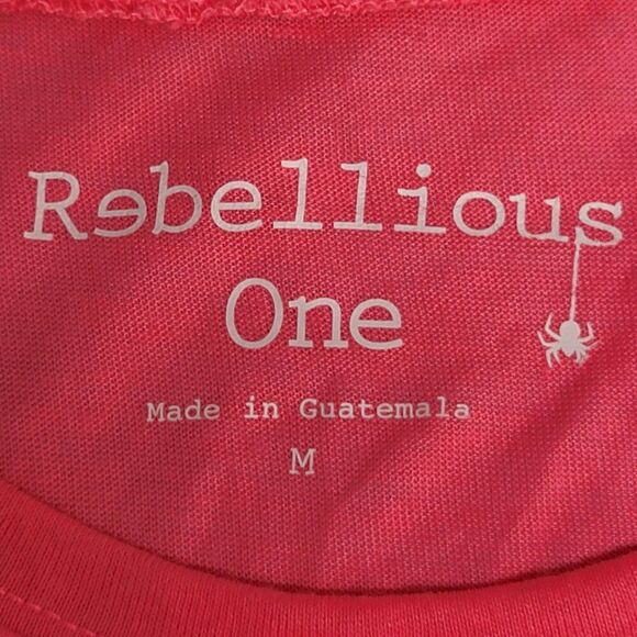 NEW Rebellious One Medium Tee Sun Daze Hot Pink Graphic Shiny Silver Triangle - Picture 3 of 14